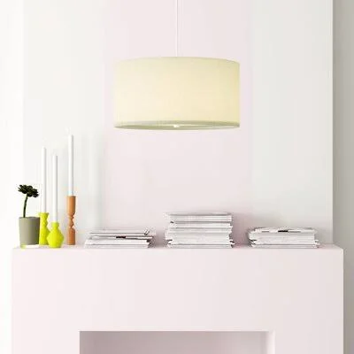 2 - Light Unique, Statement Drum Pendant Hashtag Home Size: 9x22 H x 16x22 W x 16x22 D, Shade Color: Oatmeal