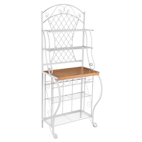 Southern Enterprises Adaleine Trellis Baker's Rack White