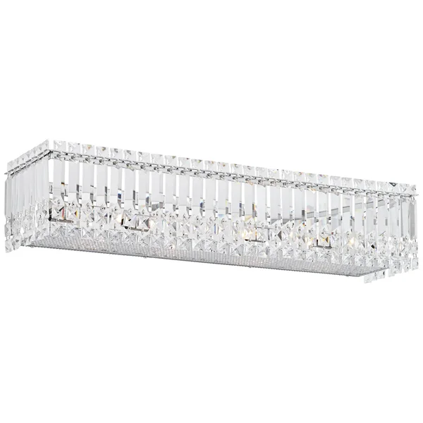 Possini Euro Design Modern Wall Light Cut Crystal Columns Chrome 30x22 Vanity Fixture for Bathroom Over Mirror