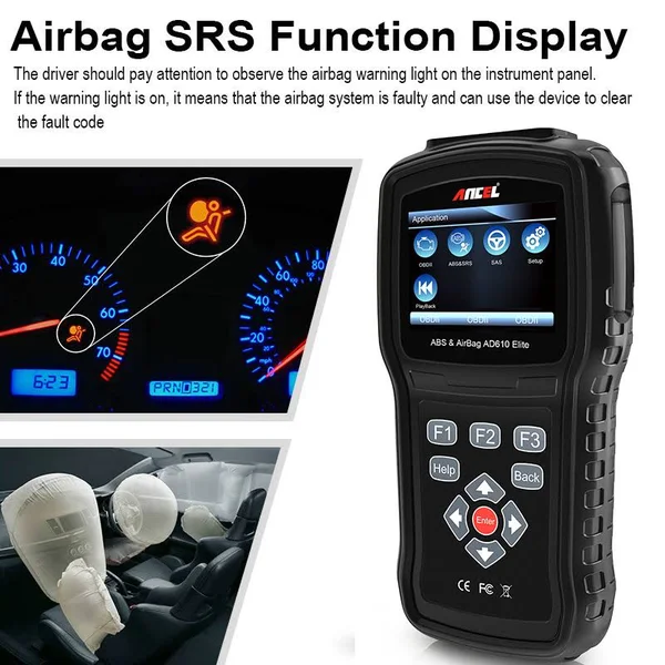 Ancel AD610 Elite OBD2 Scanner ABS AIRBAG Srs Crash Data Reset Tool SAS Calibration Check Engine Code Reader OBDII Automotive Di