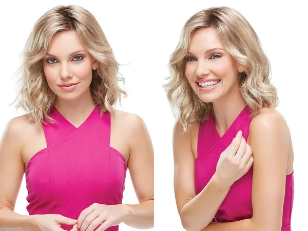 Medium Light and Breezy SmartLace Front Scarlett by Jon Renau Wavy Straight Wigs - Strawberry Tipped Pale Blonde ...