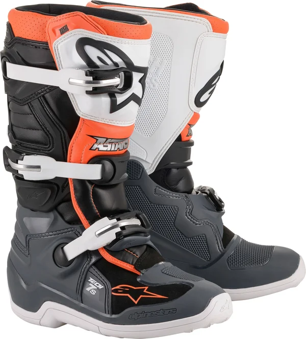 Alpinestars Tech 7S Youth Boots (6 - Black/Gray/White/Fluo Orange)