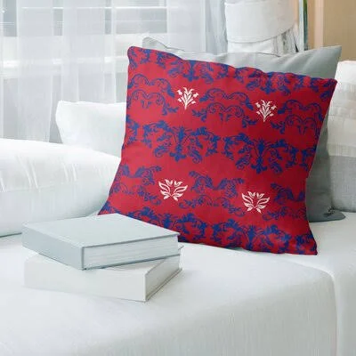 New England Throwback Football Baroque Square Pillow Cover East Urban Home Color: Red/Blue/White - Size: 18x22 x 18