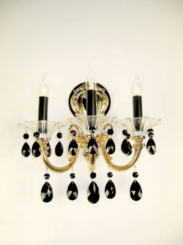 Classic Lighting 57003 G SC Via Venteo 3 Light Wall Sconce in 24K Gold Plate with Swarovski Spectra Crystal