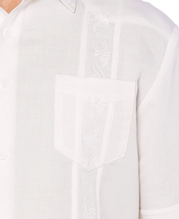 Cubavera Mens Big & Tall Ramie Embroidered Button-Down Shirt - Men's, Size: 3XL, White