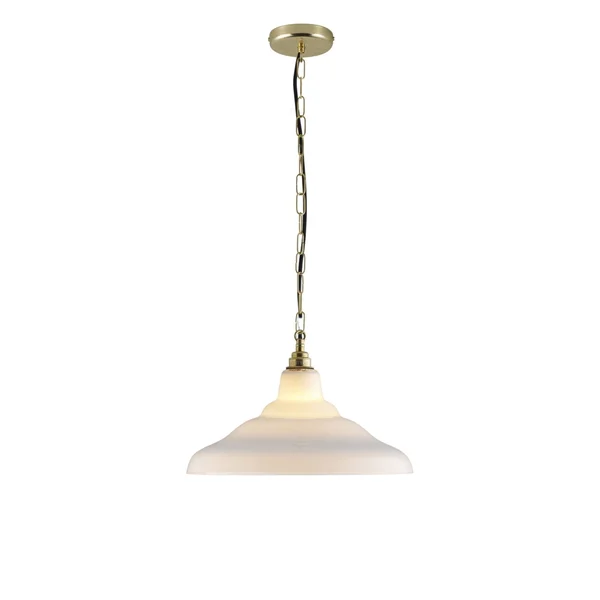 Davey Lighting Glass School Pendant Light - Size 2 Opal + Brass