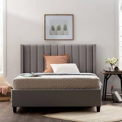 Flemings Upholstered Low Profile Platform Bed Mercury Row Size: California King, Color: Stone