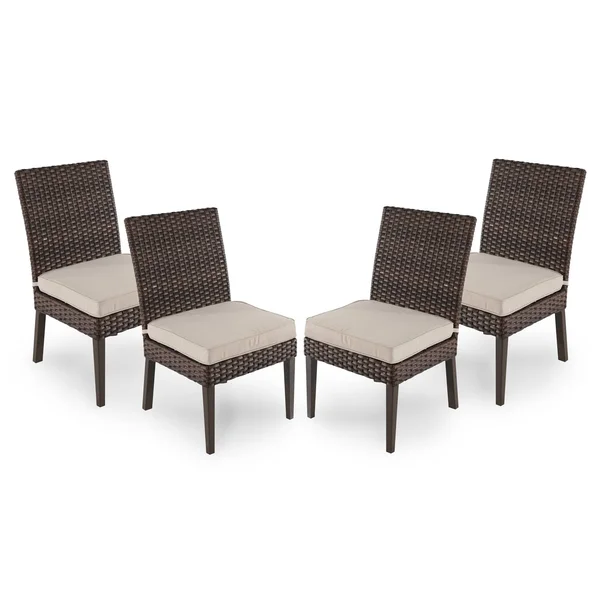 Halsted 4pk All-Weather Wicker Patio Dining Chair - Tan - Threshold