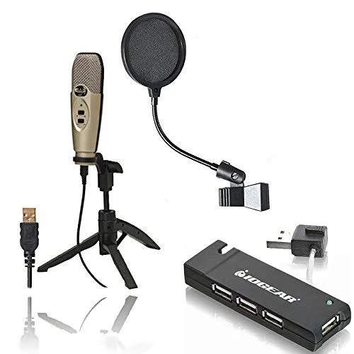 CAD U37 USB Studio Condenser Recording Microphone with Pop Filter + 4-Port USB 2.0 Hub