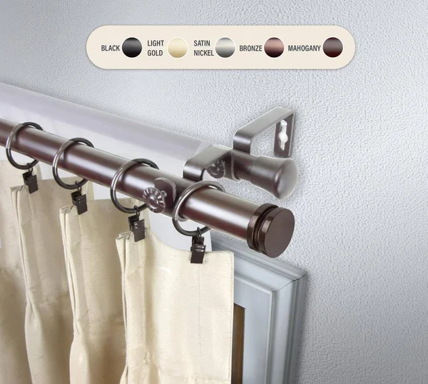 Hart & Harlow 1-in Alba 120-in to 170-in Bronze Steel Double Curtain Rod - L100-50-999-D