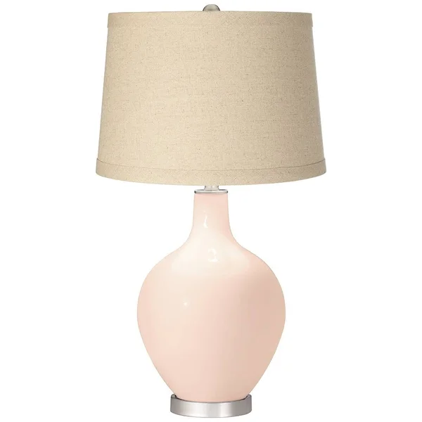 Color + Plus Linen Burlap Drum Shade Ovo Table Lamp
