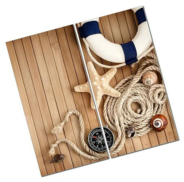 Canvas Wall Art Decor - 12x24 2 Piece Set (Total 24x24 inch) - Coastal Nautical View - Decorative & Modern Multi Panel Split