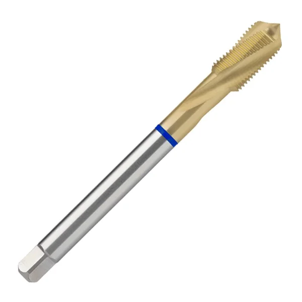GUHRING M22x2.50 Metric 4 Flute 6H Modified Bottoming Spiral Flute Tap - Cobalt - Tin Finish, 140mm OAL, Right Hand Flute, Right