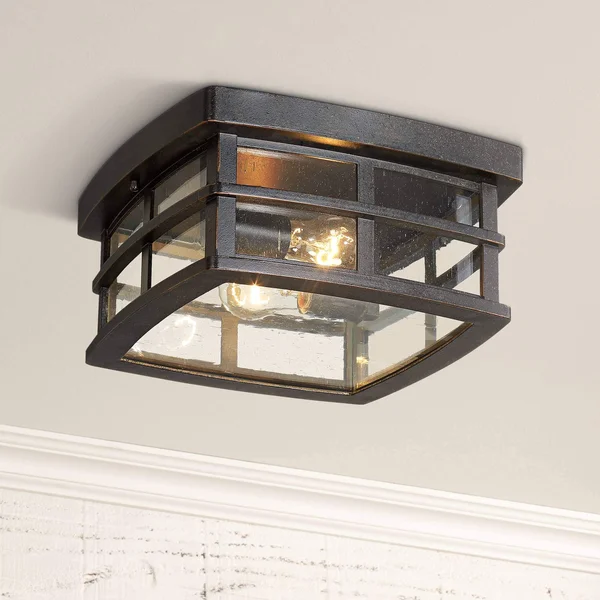 John Timberland Mission Outdoor Ceiling Light Fixture Oil Rubbed Bronze 12x22 Clear Seedy Glass for Exterior House Porch Patio D