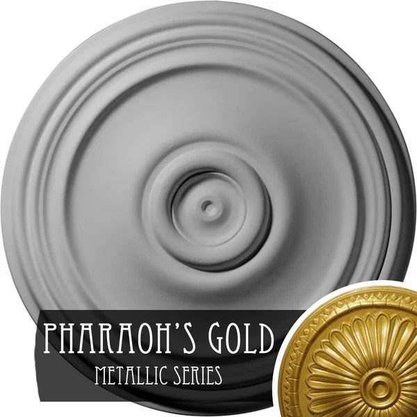 21 inchod x 1 1/4 inchp Reece Ceiling Medallion (Fits Canopies Up to 6 3/4 inch), Hand-Painted Pharaoh&s Gold