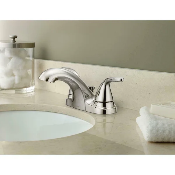 Centerset 2-Handle Bathroom Faucet in Chrome with 4-Piece Bath