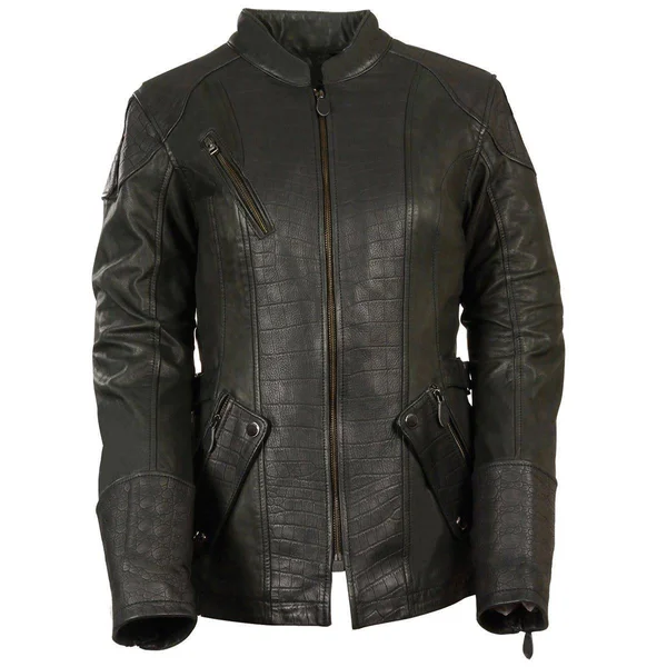 Milwaukee Leather Mll2560 Women's Black 3/4 Length Gator Embossed Leather Jacket - Black, Small