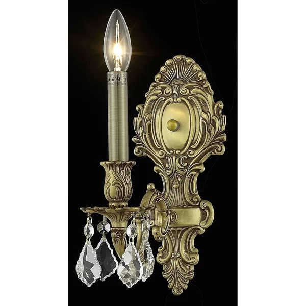 Fleur Illumination Collection Wall Sconce D:5in H:11.5in E:8.5in Lt:1 French Gold Finish (Elegant Cut Crystals)