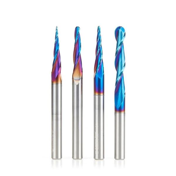 Amana Tool AMS-148-K 4-pc SC Spektra Extreme Tool Life Coated 2D/3D Carving 1/4 inch SHK Router Bit