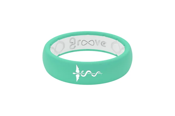 Groove Life Women's Thin Solid Medical Hero Seafoam Silicone Ring, Size 10