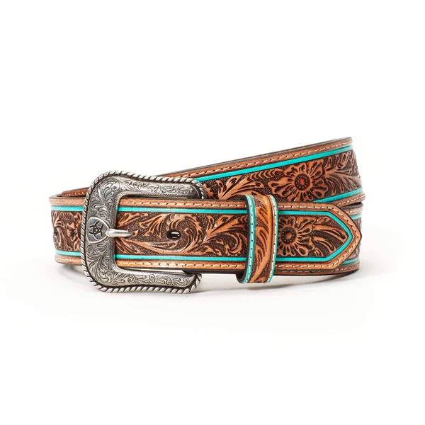 Ariat Men's Western Embossed Tan Belt