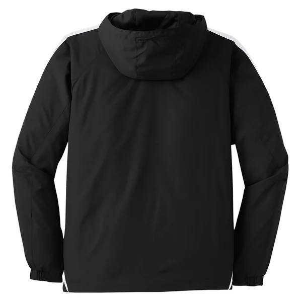 Sport Tek JST63 Colorblock Raglan Anorak - Black/White - 4XL