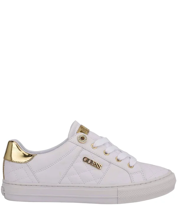 Guess Women's Loven Quilted Lace-Up Sneakers - White