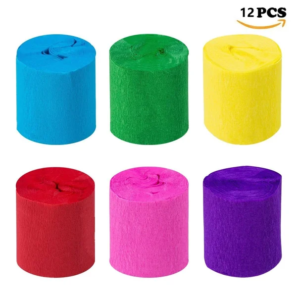 Tily Crepe Paper Craft Streamers Hanging Decorationsfor Various Birthday Party Wedding Festival Party Decorations 6 Colors(12 Ro