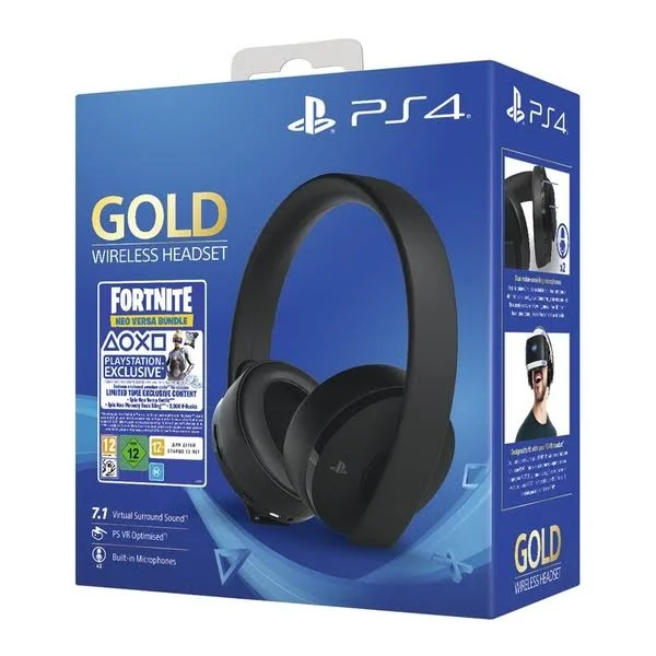 Sony PS4 Gold Wireless Headset Fortnite Neo Versa Bundle
