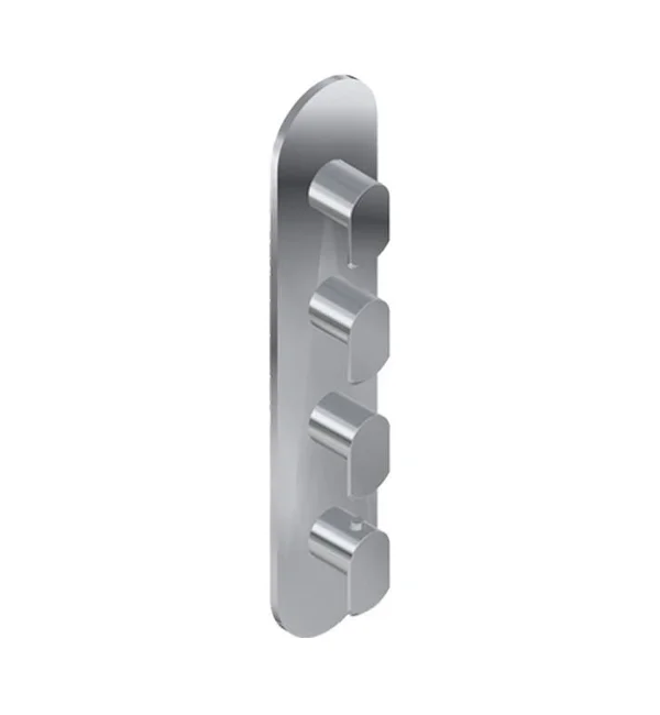 Graff G-8058-LM45E0-PC-T M-Series Round 4-Hole Trim Plate with Phase Handles (Vertical Installation) in Polished Chrome