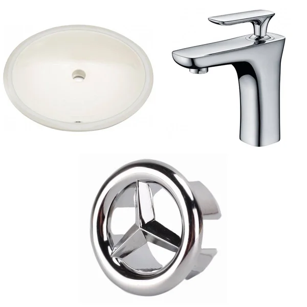 American Imaginations AI-26850 19.5 in. CUPC Oval Undermount Sink Set in Biscuit - Chrome Hardware