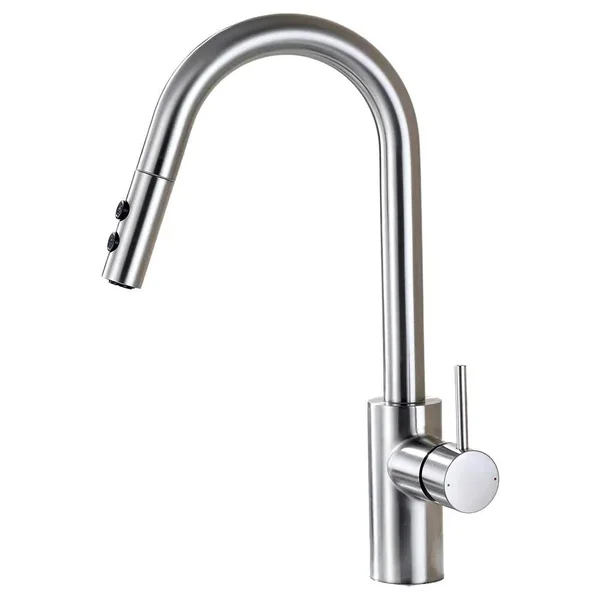 Luxier Single-Handle Pull-Down Sprayer Kitchen Faucet with 2-Function Sprayhead in Brushed Nickel