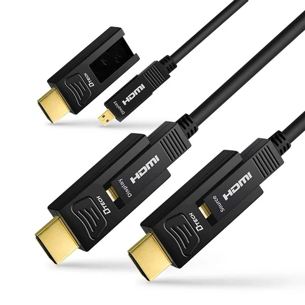 DTech Fiber Optic HDMI Cable 200 ft Support 4K 60Hz (4:4:4/4:2:2/4:2:0 Chroma Subsampling) 18Gbps High Speed with Dual Connector