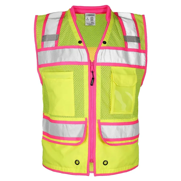 Color Contrast High Performance Surveyors Vest, Lime/ Pink - S5046 - L