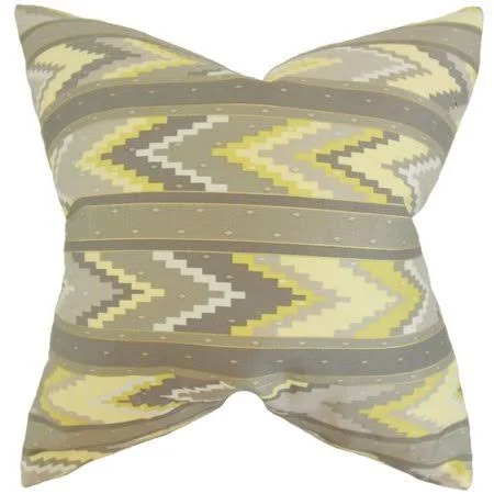 The Pillow Collection Amadis Geometric Cotton Throw Pillow, Yellow