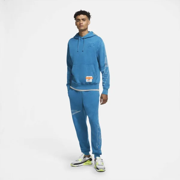 Nike Club Wash Drip Hoodie - Men's Green Abyss/White Size XL - Mens