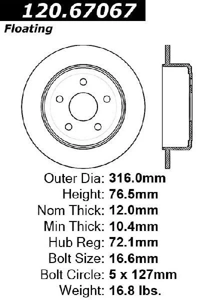 Centric 120.67067 Brake Rotor