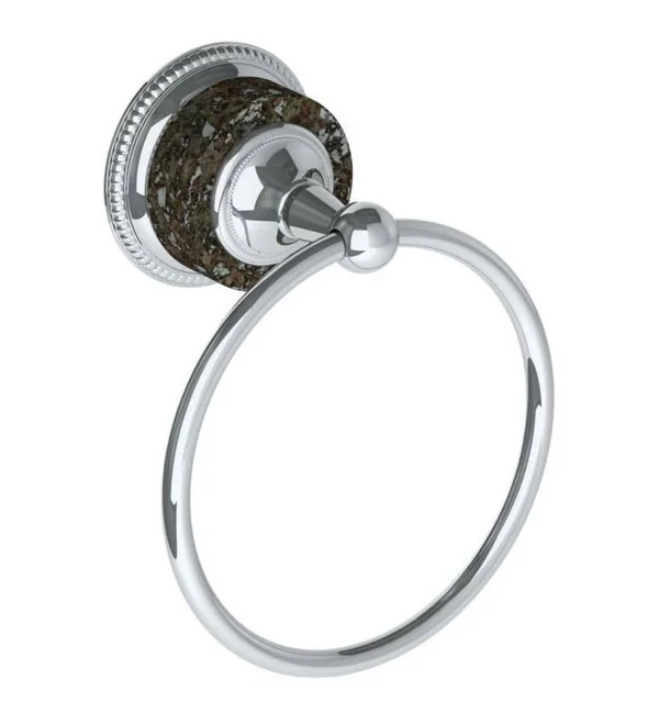 Watermark Venetian 6 1/4x22 Wall Mount Towel Ring in Green Patina, Handles: Pompeii CC-GRY Positano Grey Marble Lever Handle(s)