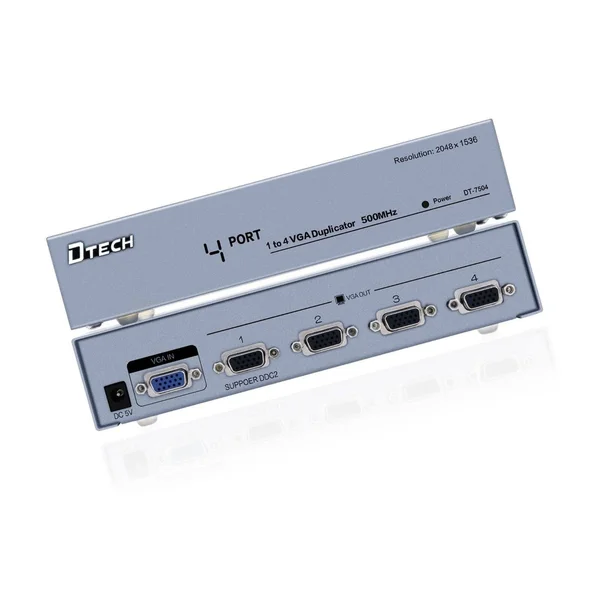 DTech Powered 1 in 4 Out VGA Video Splitter Distribution Amplifier 500MHz Supports High