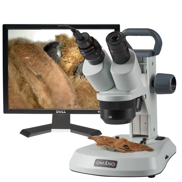 Microscope Omano OM124L 10x, 20x, 40x Rechargeable LED Stereo Microscope Camera Package