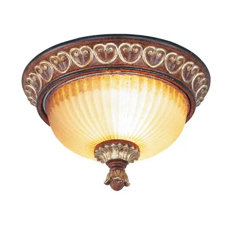 Verona Bronze with Aged Gold Leaf Accents Tone Finish Semi Flush Medium Type 7 inch Long 2 Light Fixture, Size: 11.5 in RL-6744