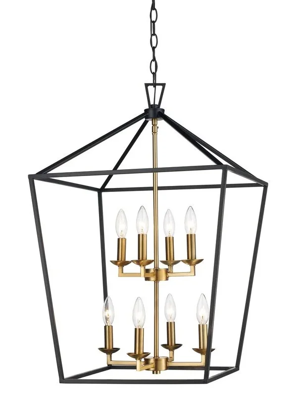 Trans Globe 10268 BK/AG 8Lt Pendant-Bird CAGE-BK/AG