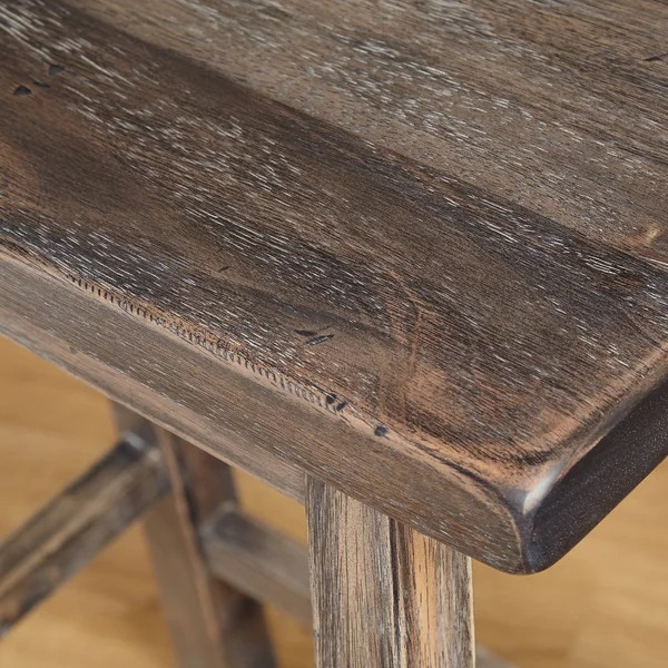 Marney Saddle Stool - Set of 2, Weathered Gray, 17.75 x 14.25 x 24 inches
