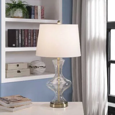 Huckaby 29x22 Table Lamp Highland Dunes Base Color: Seeded Glass