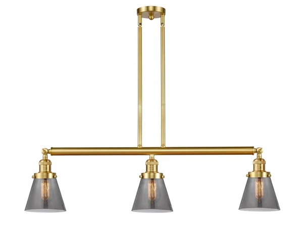 Innovations 213-sg-g63 Small Cone 3 Light Island Light in Satin Gold