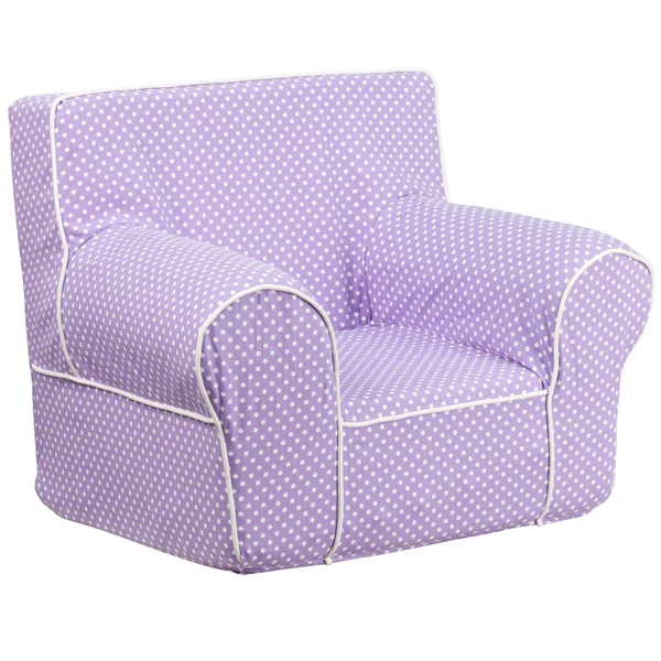 Flash Furniture Small Lavender Dot Kids Chair with White PIPING