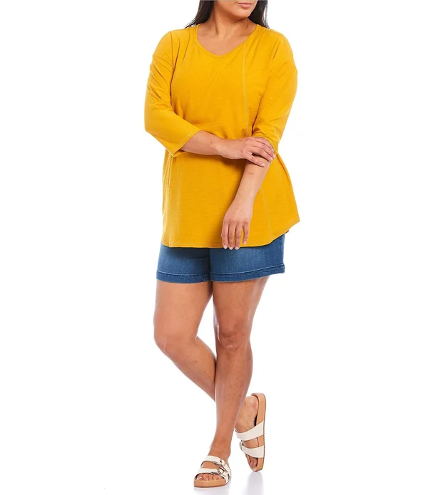 Westbound Plus Size 34 Sleeve Seam Solid Cotton Blend Tee - Womens, 2X, Antique Green - Dillard&s Exclusive