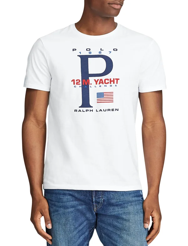 Polo Ralph Lauren Men's Big & Tall Custom Slim Graphic T-Shirt - White