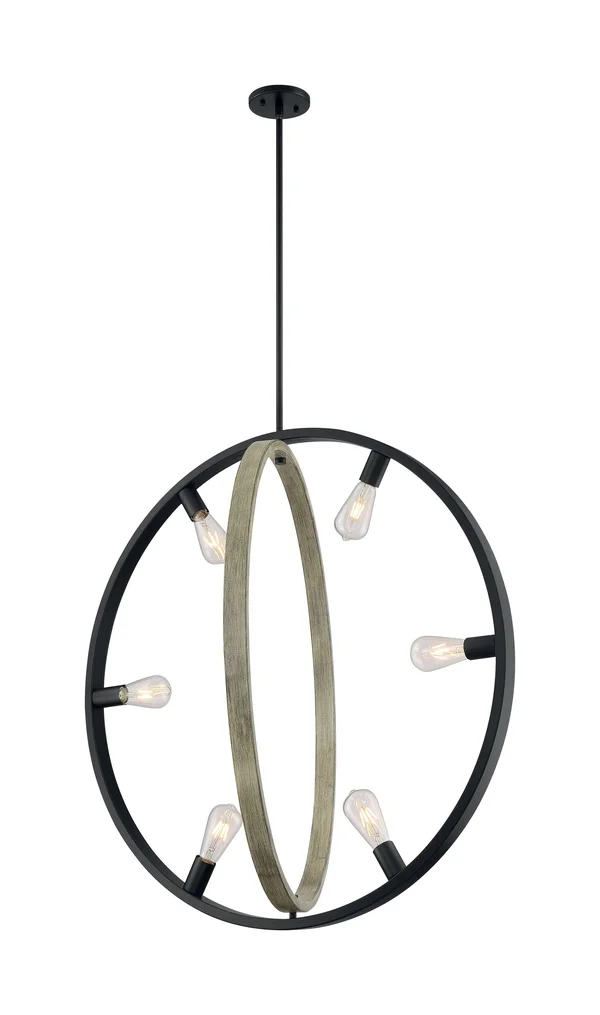 Nuvo Lighting Augusta 6-Light Pendant Black - Wood 60/6986