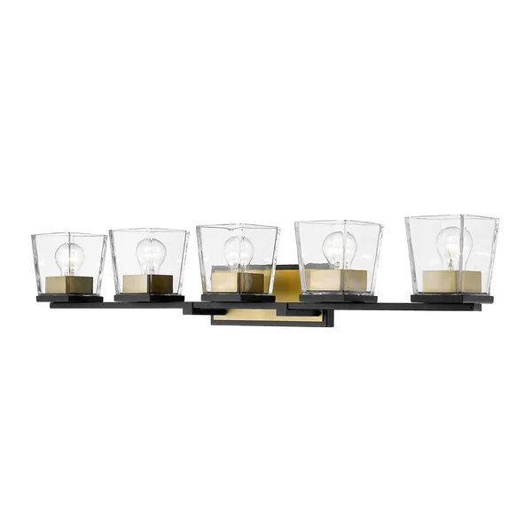 Z-Lite 475-5V-MB-OBR Matte Black + Olde Brass 5 Light Vanity